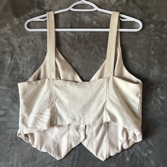H&M Women Beige Sleeveless Top Vest Size L Office Career Business - Picture 8 of 12